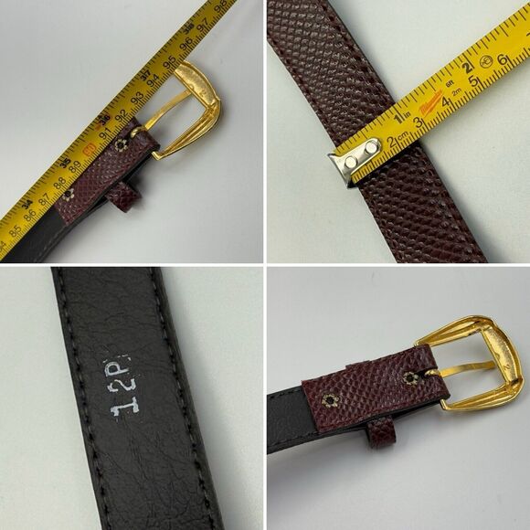 Women Snakeskin Pattern Dress Belt Slim Red Size 12 Gold Buckle - Picture 8 of 16